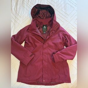 Burton Womens Jet Set Dry Ride Snowboard Jacket Size Large Burgundy Wine Color